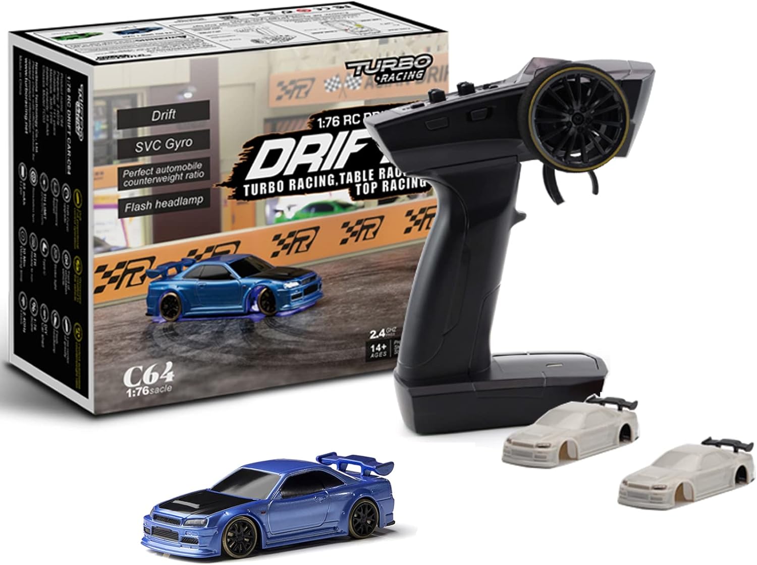 Turbo Racing 1:76 Mini Drift RC Car (Blue Drift)