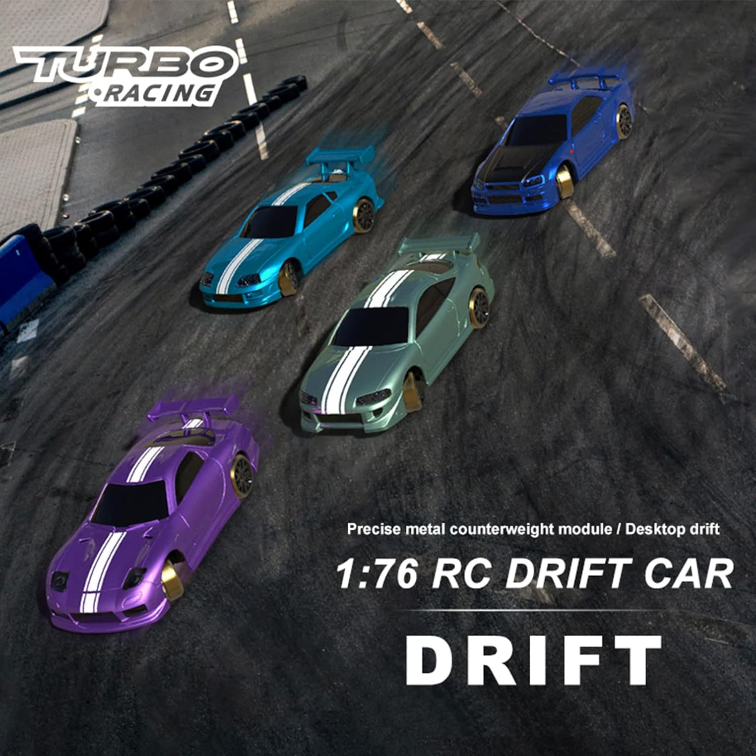 Turbo Racing 1:76 Mini Drift RC Car (Blue Sports)