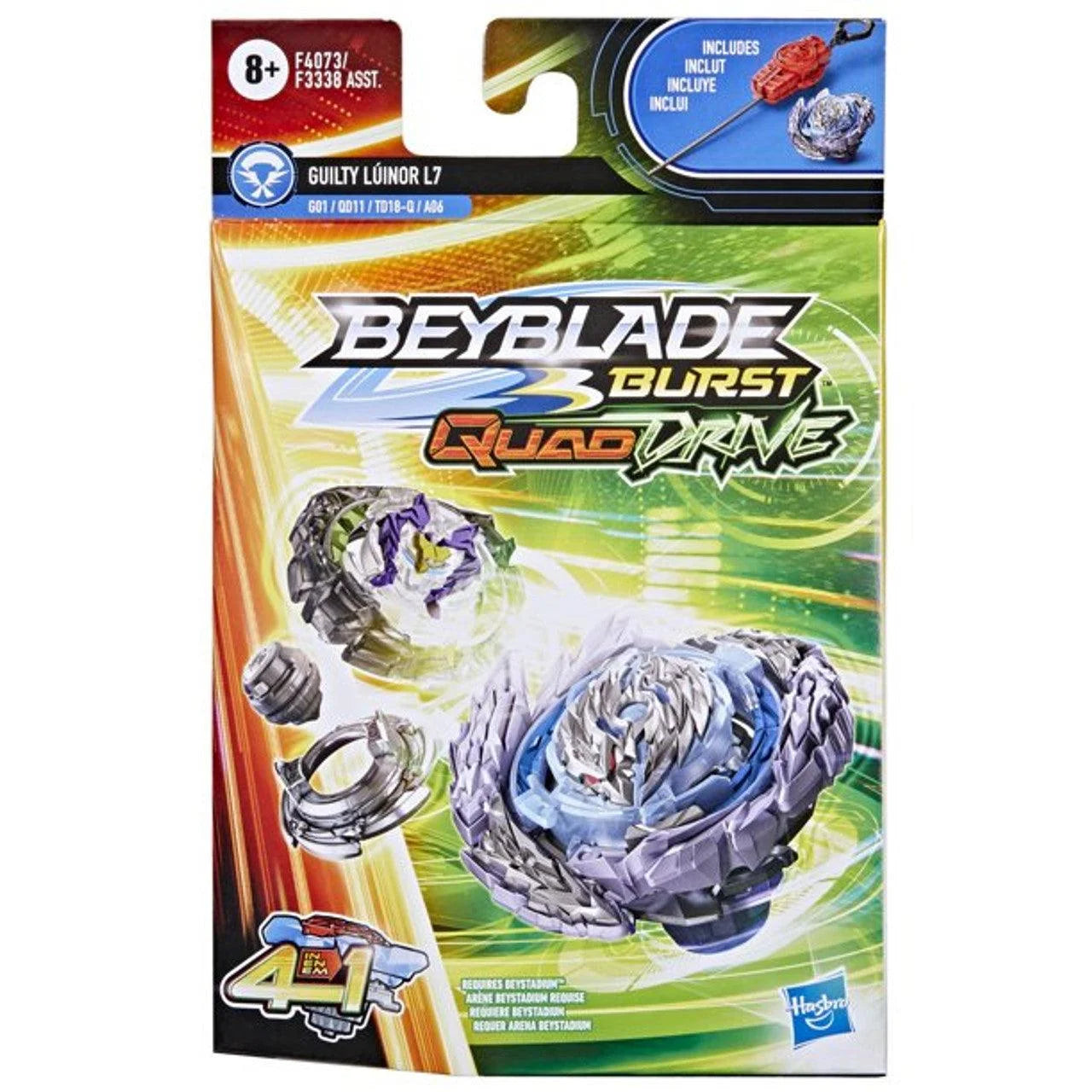 Box pack of HASBRO Guilty Luinor L7 Burst DB QuadDrive Beyblade F4073