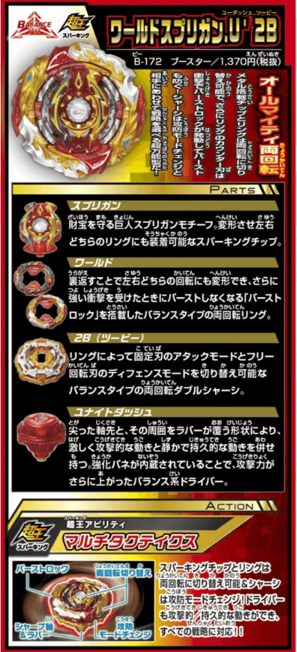 TAKARA TOMY Beyblade Superking B-172 World Spriggan U' 2b.
